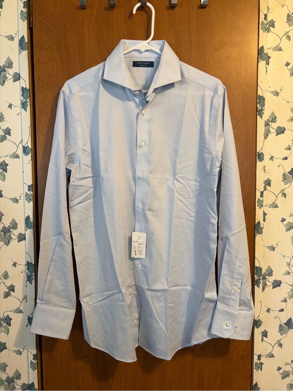 Cole Haan Men's Sky Blue Spread Collar Dress Shirt
